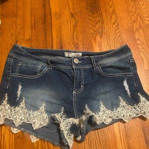 Womens jean shorts with lace size 13